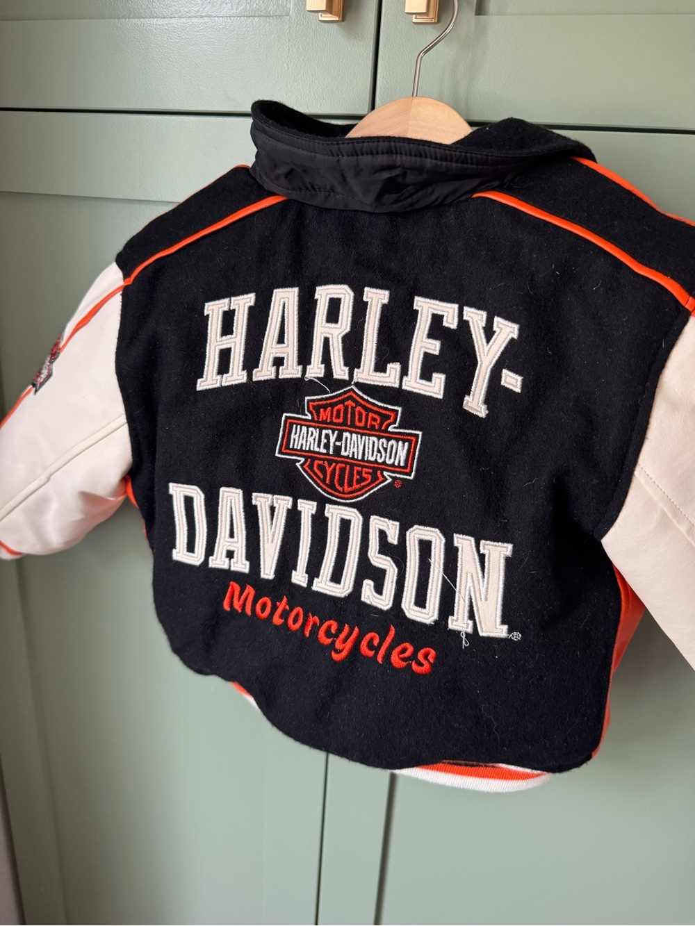 Harley-Davidson Black & Orange Kids Letterman Jacket 2T